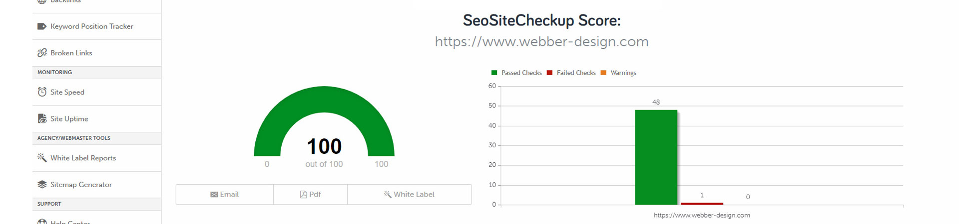 Search Engine Optimisation, SEO at Webber Deisgn - score page