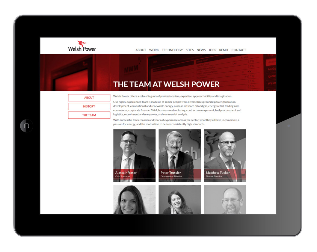 Welsh Power responsive web design - Tablet